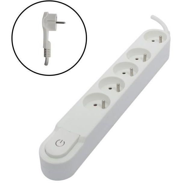 Chacon Multiprise Bloc 5 Sockets 16 A with Switch, Flat Plug, 1.5 m Cable ho5vv-f
