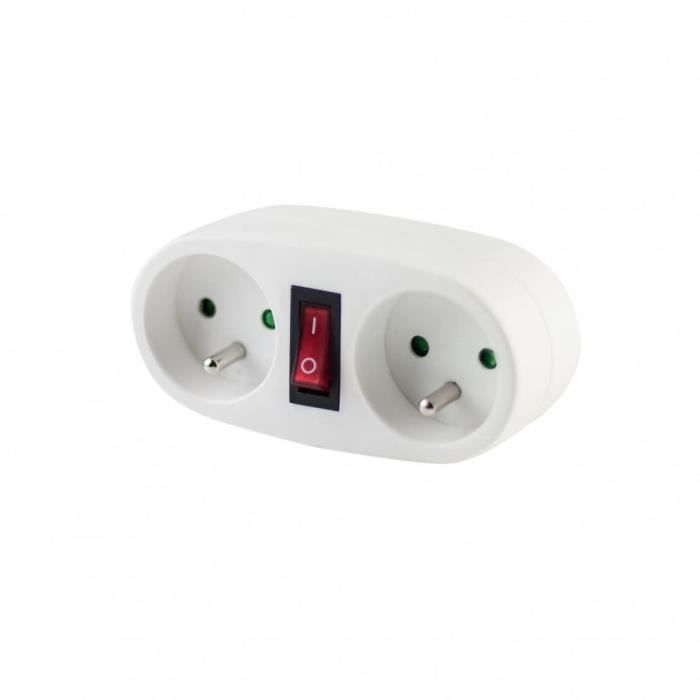 CHACON Double Socket - 2x16A - With White Switch