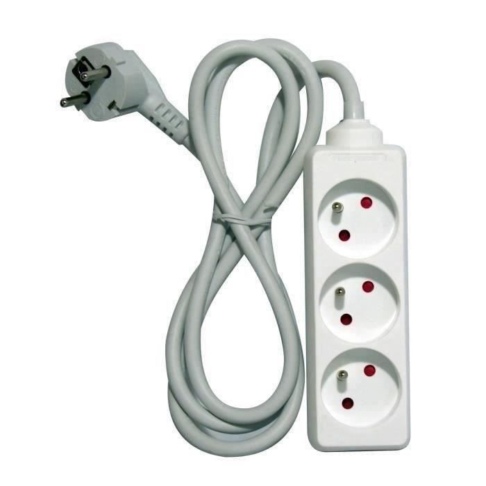 CHACON 3-Outlet Power Strip - 16A - 1.5 m - White