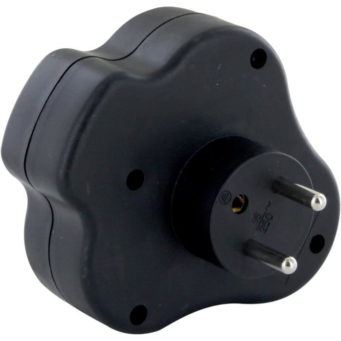 CHACON Domino - 3x16A Power Strip - Triangle with Switch - Black