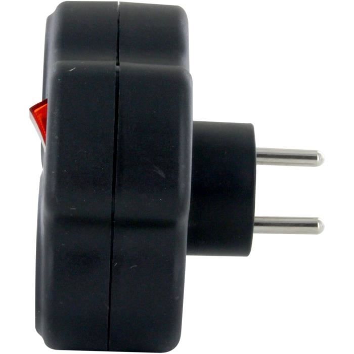 CHACON Domino - 3x16A Power Strip - Triangle with Switch - Black