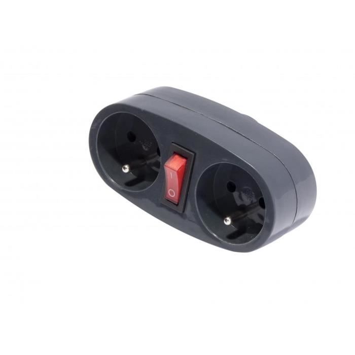CHACON 16A Double Socket with Anthracite Switch