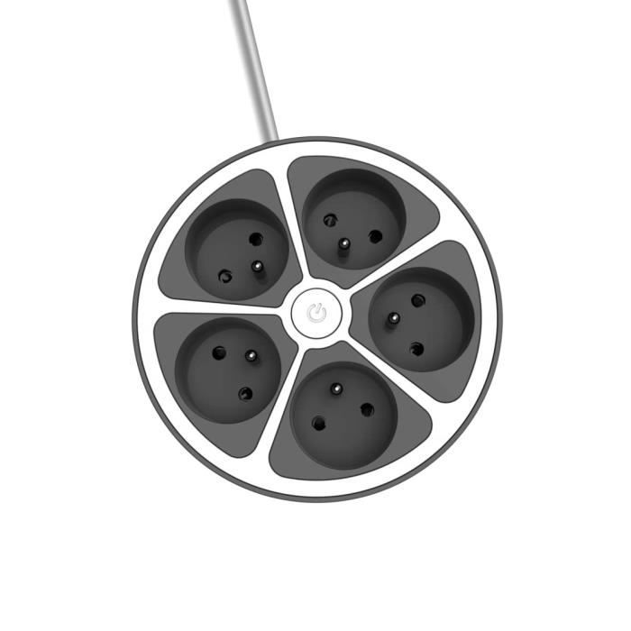 CHACON Power Strip - 5 x 16A Outlets - 1.5 m Cable - Grey 5x16A