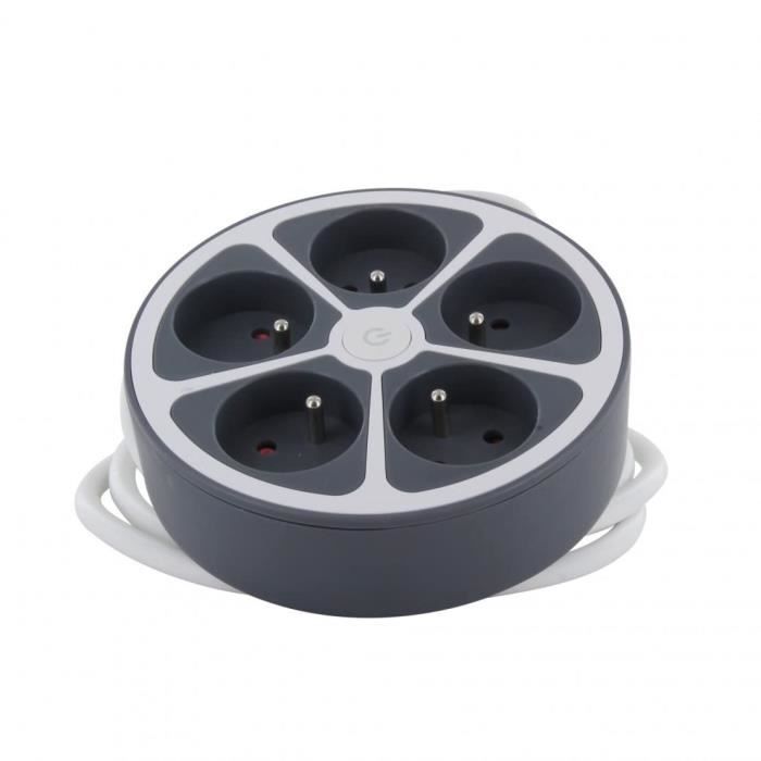 CHACON Power Strip - 5 x 16A Outlets - 1.5 m Cable - Grey 5x16A