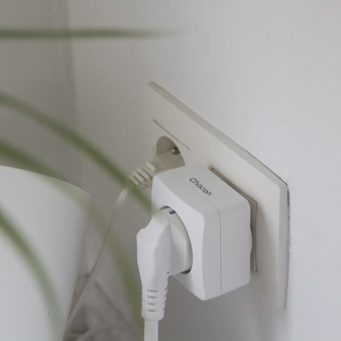 CHACON Set of 2 Mini Sockets - On/Off - 2300 W + Remote Control - White