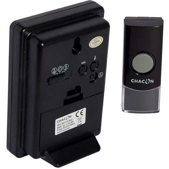 CHACON Wireless Doorbell - 80 m Range - 32 Melodies - Battery-Powered