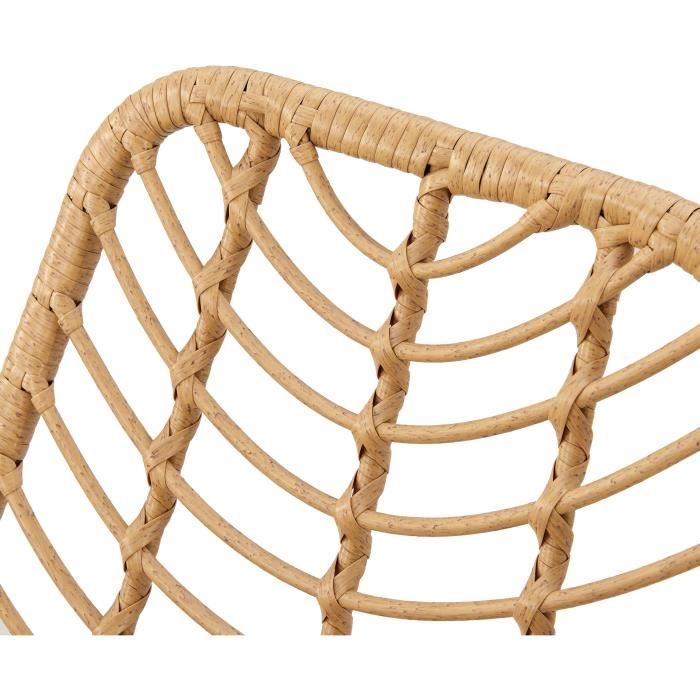 Set of 2 KOMODO Garden Chairs - Natural Rattan Effect - Steel Frame W48 D47 H88