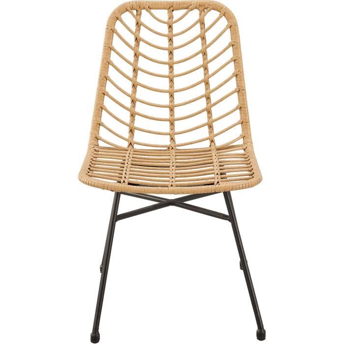 Set of 2 KOMODO Garden Chairs - Natural Rattan Effect - Steel Frame W48 D47 H88