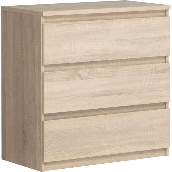 Chelsea 3-Drawer Dresser - Chene Color - L 77.2 x D 42 x H 79.9 cm