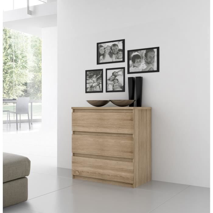 Chelsea 3-Drawer Dresser - Chene Color - L 77.2 x D 42 x H 79.9 cm