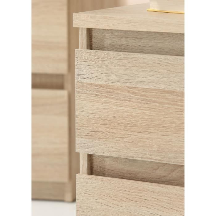 Chelsea 3-Drawer Dresser - Chene Color - L 77.2 x D 42 x H 79.9 cm