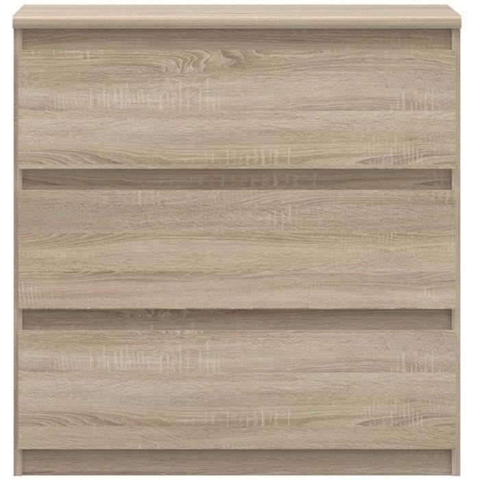 Chelsea 3-Drawer Dresser - Chene Color - L 77.2 x D 42 x H 79.9 cm