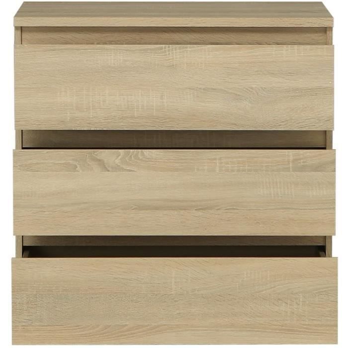 Chelsea 3-Drawer Dresser - Chene Color - L 77.2 x D 42 x H 79.9 cm