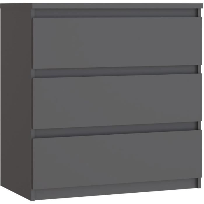 CHELSEA Chest of Drawers - 3 Drawers - Anthracite Grey - W77.2 x D42 x H79.9 cm 3-Drawer