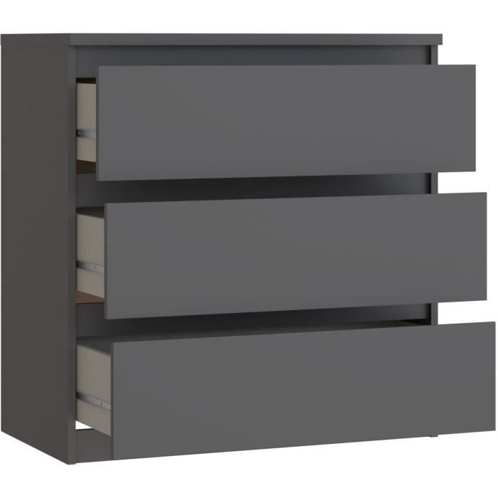 CHELSEA Chest of Drawers - 3 Drawers - Anthracite Grey - W77.2 x D42 x H79.9 cm 3-Drawer