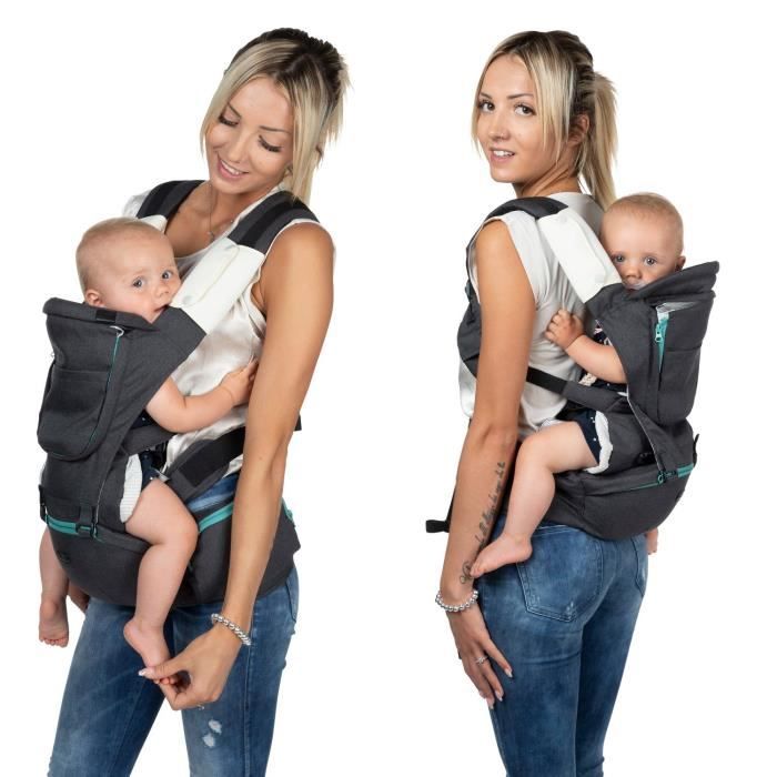 CHICCO Ergonomic Baby Carrier - Hip Seat Pirate Black - Front/Back Carry - 0-15 kg