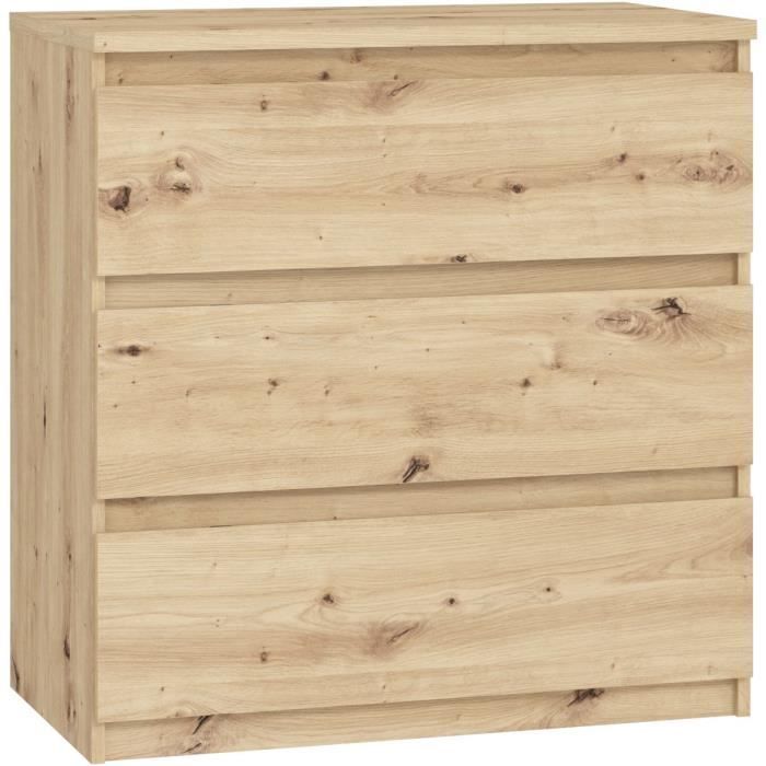 CHELSEA Chest of Drawers - 3 Drawers - Artisan Oak Finish - W 77.2 x D 42 x H 79.9 cm 3-drawer