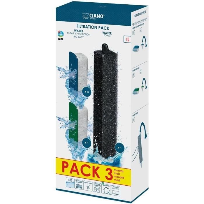 Ciano Filtration Pack: 3 Water Clear Cartridges, 1 Bio-Bact Cartridge, 1 Foam Cartridge
