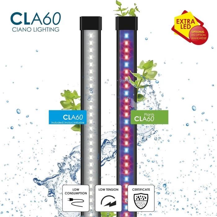 CIANO 60 L Aquarium - Filter + LED + Heater - FOAM 30PPI - CF80 - Black