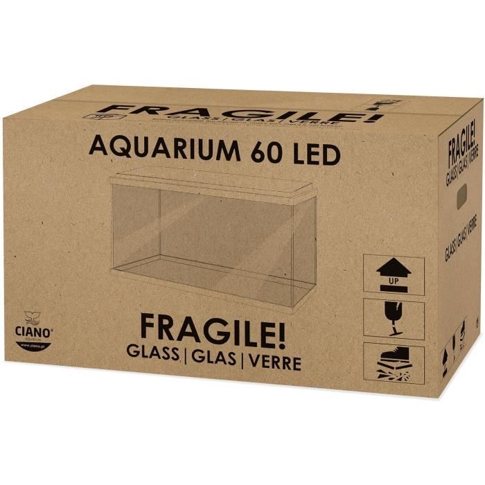 CIANO 60 cm Aquarium - 58 L + Filter + LED + Heater - White