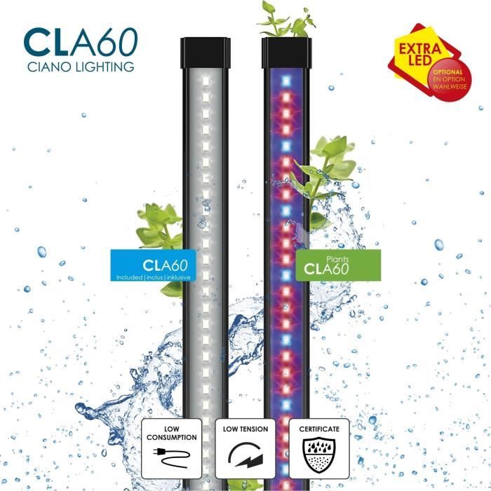 CIANO 60 cm Aquarium - 58 L + Filter + LED + Heater - White