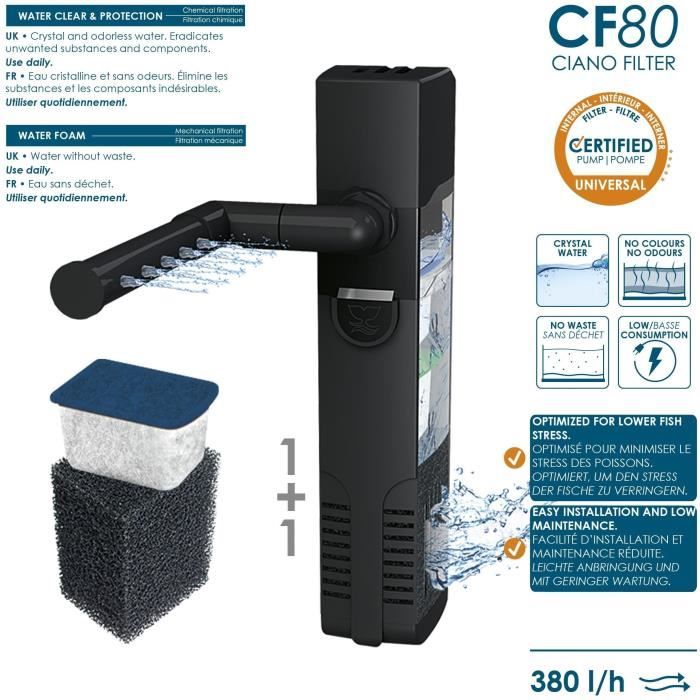 CIANO 60 cm Aquarium - 58 L + Filter + LED + Heater - White