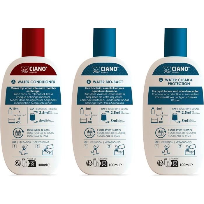 CIANO Water Care Pack - 3 x 100 ml - For Crystal Clear Water and Healthy Fish