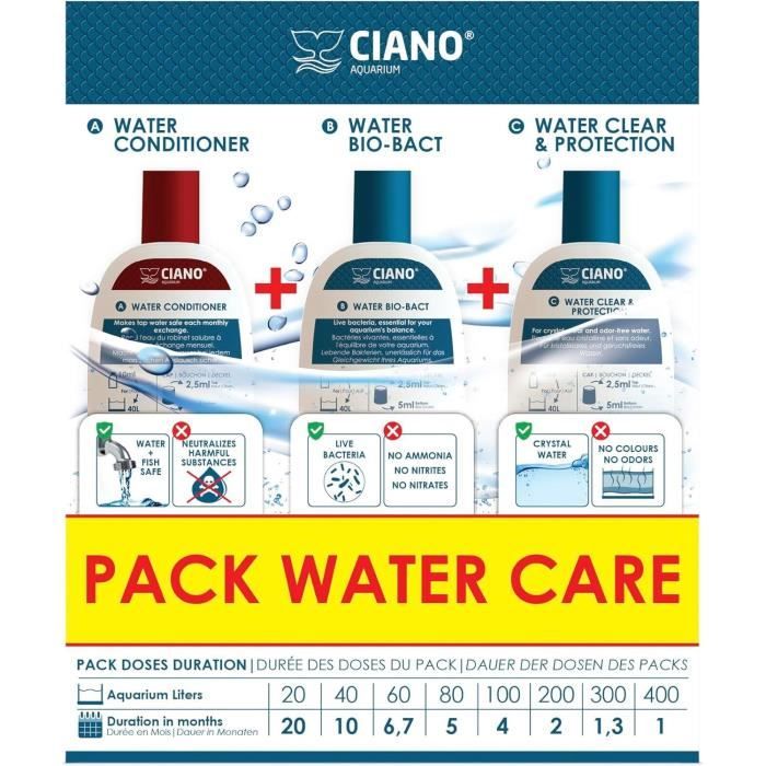 CIANO Water Care Pack - 3 x 100 ml - For Crystal Clear Water and Healthy Fish