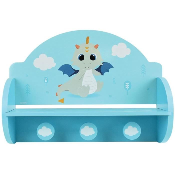 FUN HOUSE Leo the Dragon Coat Rack Shelf, H. 33 x W. 46 x D. 15 cm for Children