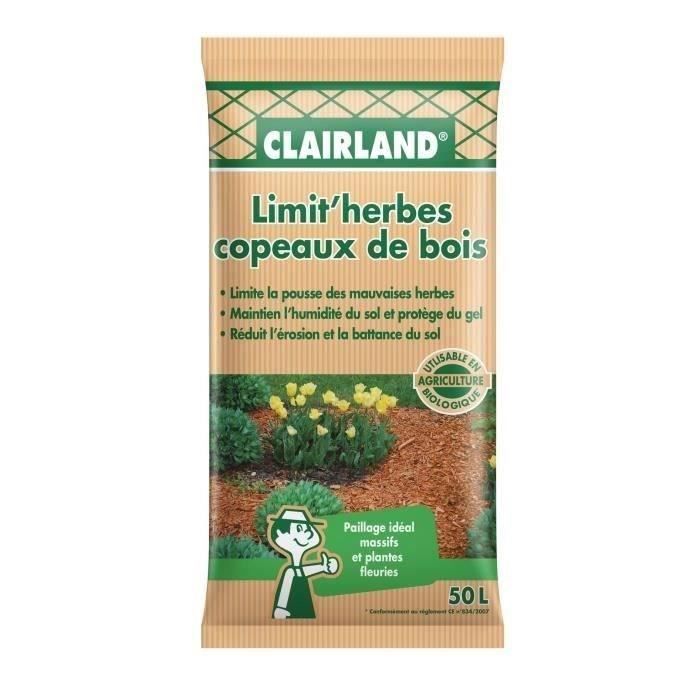 CLAIRLAND Copeaux de bois nature Limit'herbes - 50 L