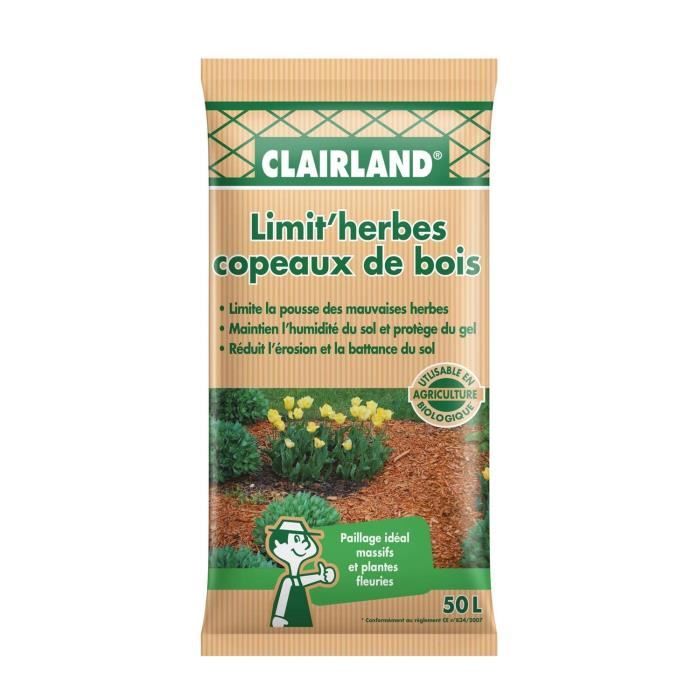 CLAIRLAND Copeaux de bois nature Limit'herbes - 50 L