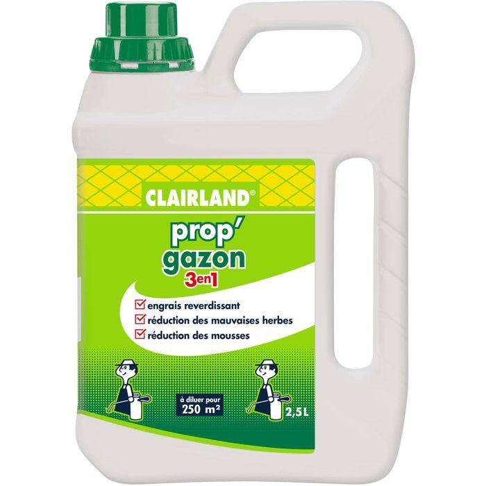 CLAIRLAND Liquid Lawn Fertilizer - Prop'Gazon - 3 in 1 - Concentrated 2.5 L