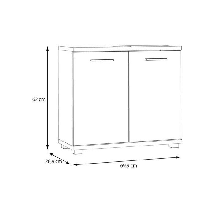 CHAMP Under-Sink Cabinet - W69.9 x D28.9 x H62cm - Oak & Sage Green Finish H62