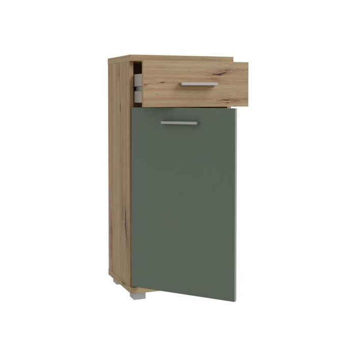 CHAMP Bathroom Vanity Unit - W40.2 x D28.9 x H87.6 cm - Oak and Sage Green Finish