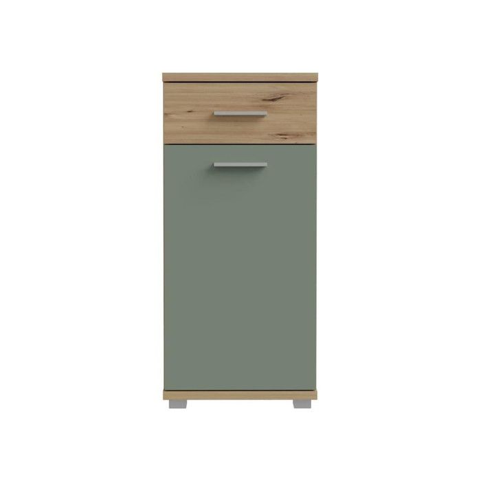 CHAMP Bathroom Vanity Unit - W40.2 x D28.9 x H87.6 cm - Oak and Sage Green Finish