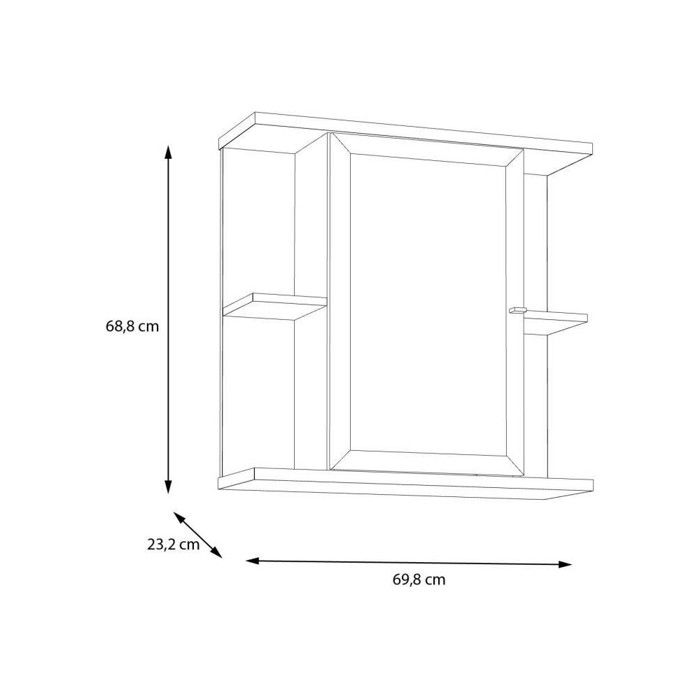 Bathroom Cabinet - Oak and Sage Green Decor - Door - Mirror - Shelves - W69.9 x D23.2 x H68.8 cm