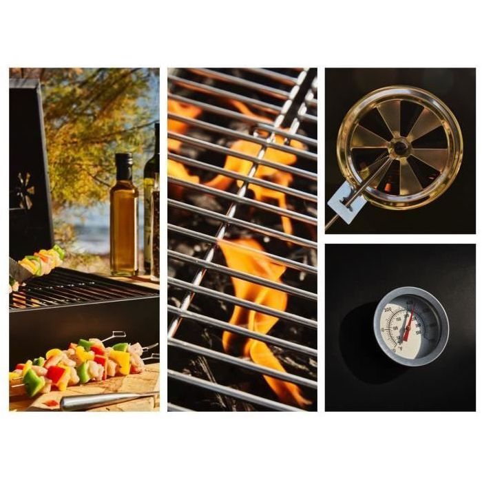 COOKING BOX MIKE Charcoal Barbecue - 115x66x106 cm - 2 Chrome-Plated Grills - Black