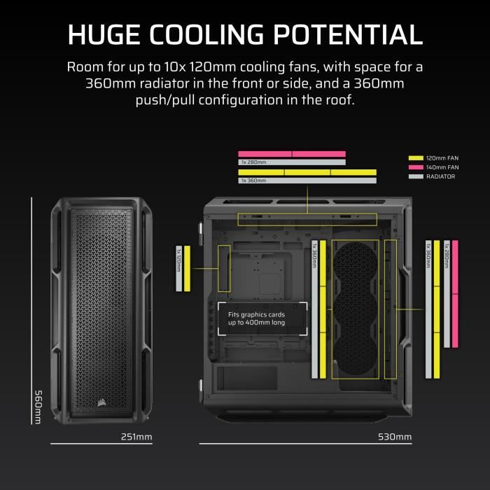 CORSAIR 5000T Mid Tower PC Case - Black