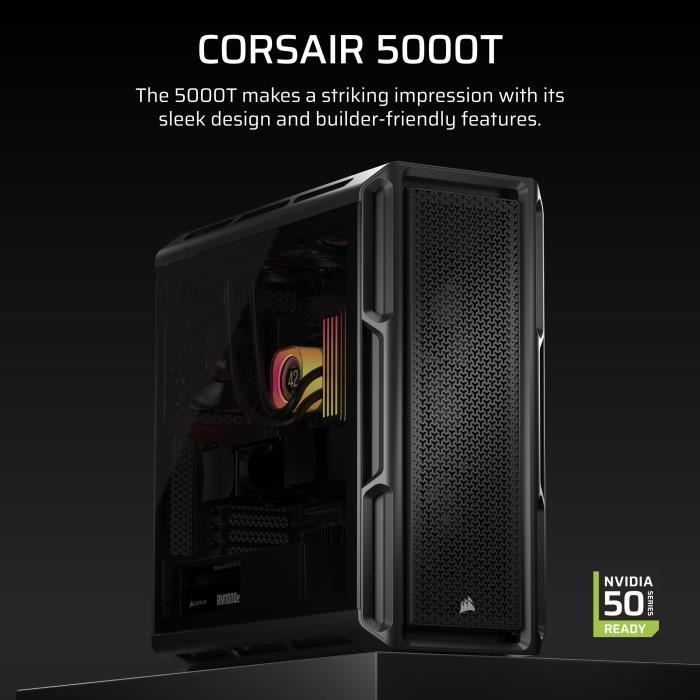 CORSAIR 5000T Mid Tower PC Case - Black
