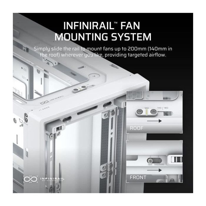CORSAIR FRAME 4000D Boîtier Modulaire ATX de Taille Moyenne Débit d'air Élevé,InfiniRail Systeme de Montage des Ventilateurs,ASUS