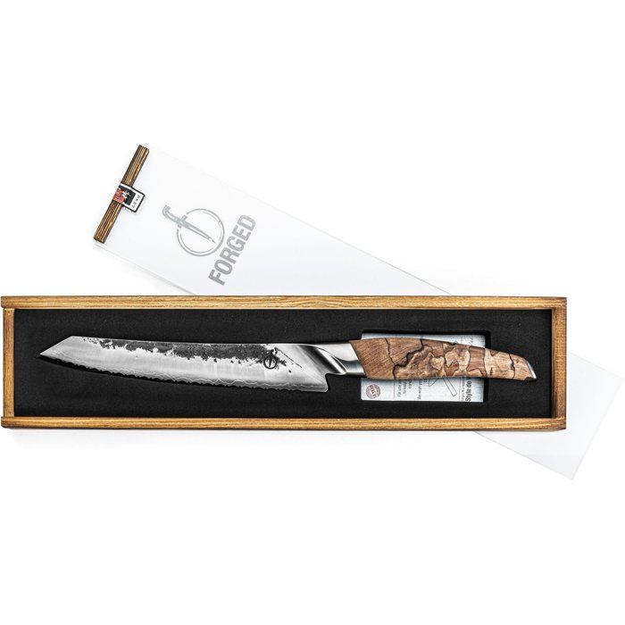 FORGED KATAI Bread Knife - 20.5 cm - VG10 Steel - Root Wood Handle
