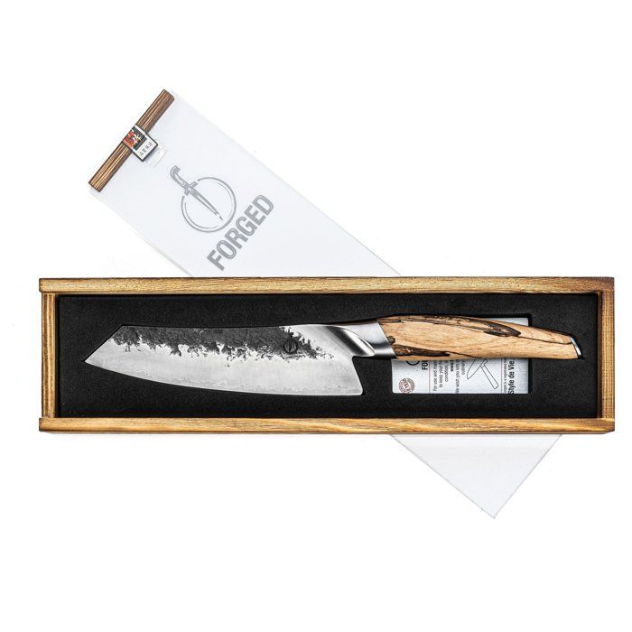 FORGED KATAI Santoku Knife - 18 cm - VG10 Steel - Root Wood Handle