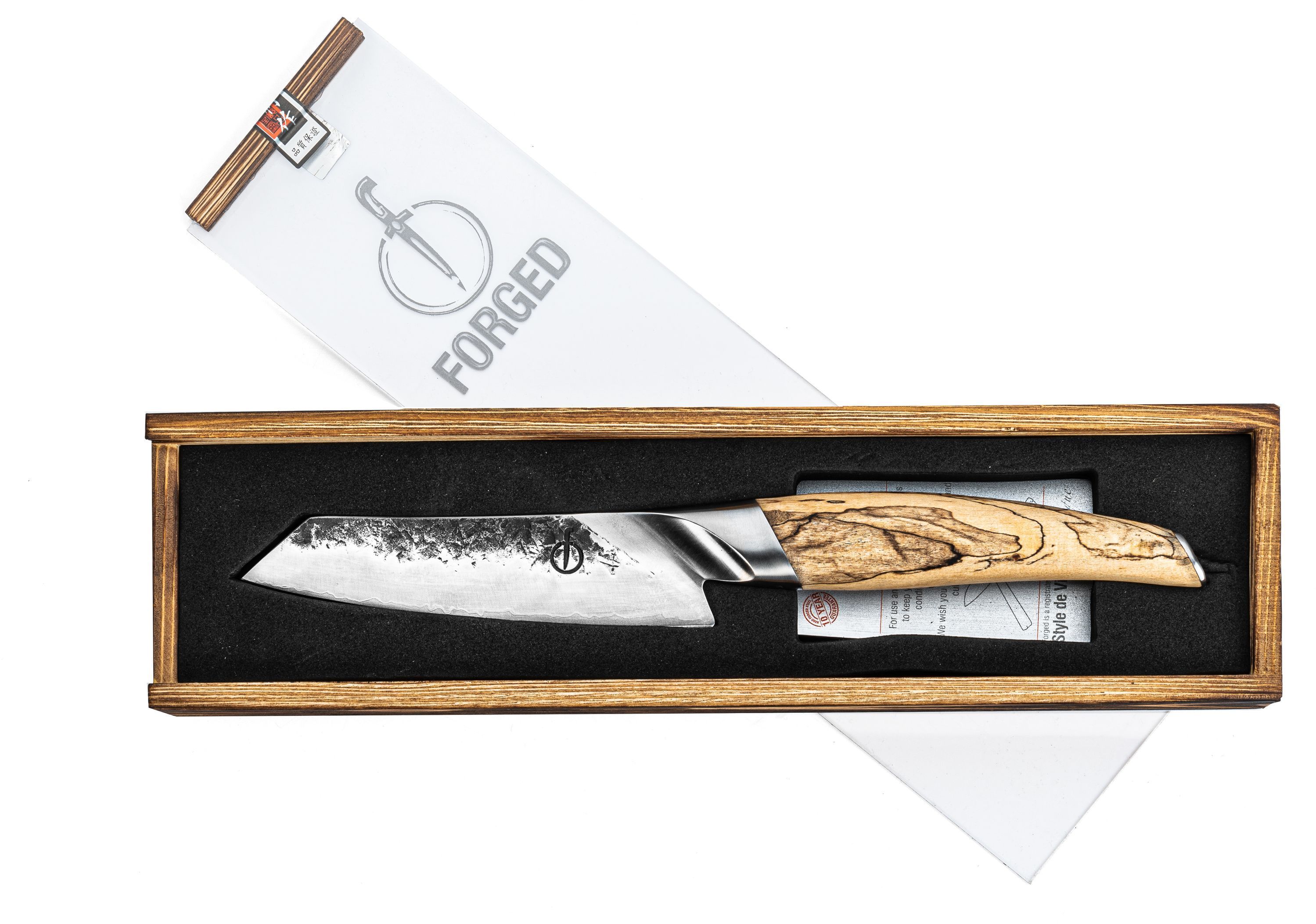 FORGED KATAI Santoku Knife - 14 cm - VG10 Steel - Root Wood Handle