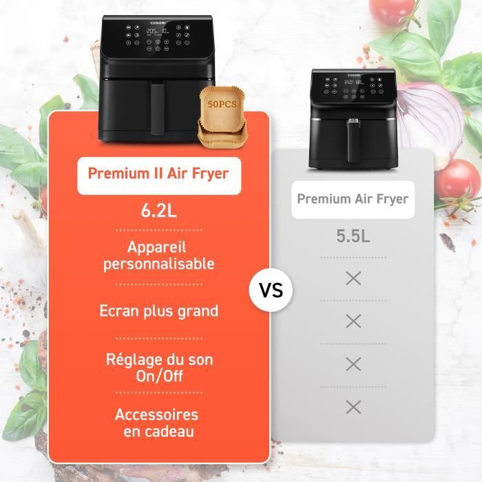 COSORI Premium II Chef Edition Air Fryer - 6.2 L Capacity - 1700W - 12 Programs