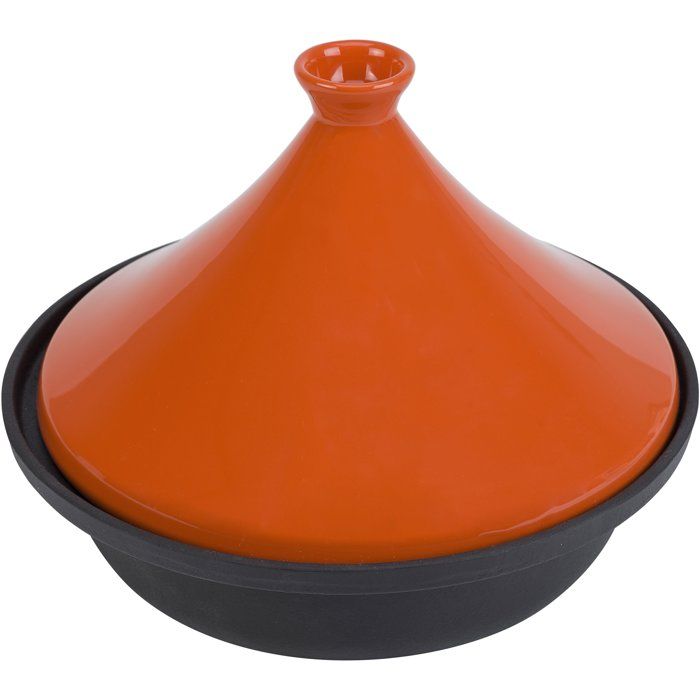 COSY & TRENDY Cast Iron Tagine - Ø 30 cm - Orange/ Black - Suitable for All Hobs Including Induction