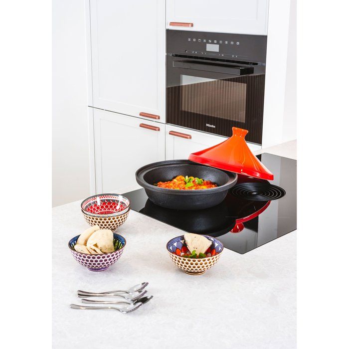 COSY & TRENDY Cast Iron Tagine - Ø 30 cm - Orange/ Black - Suitable for All Hobs Including Induction