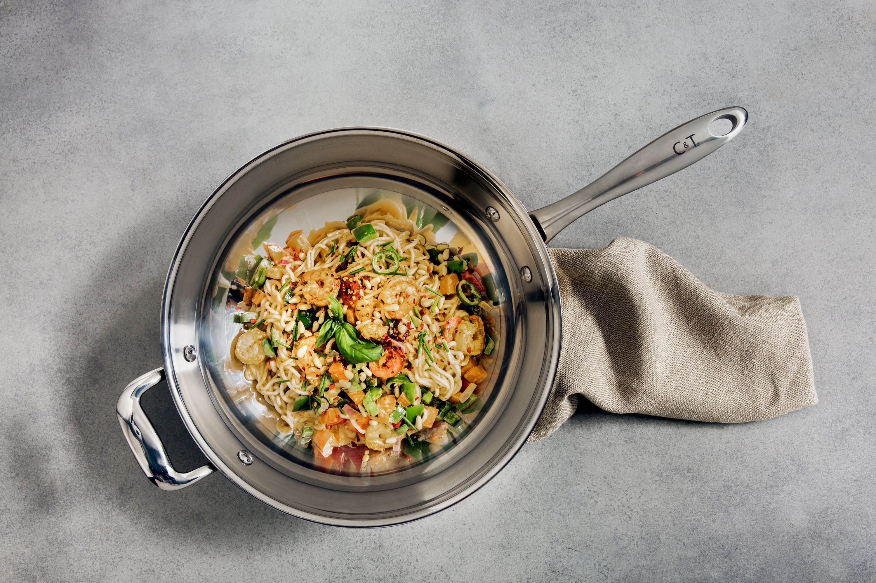 COSY & TRENDY Wok - CLASSIC - Stainless Steel - Ø30 cm - Suitable for All Hobs Including Induction