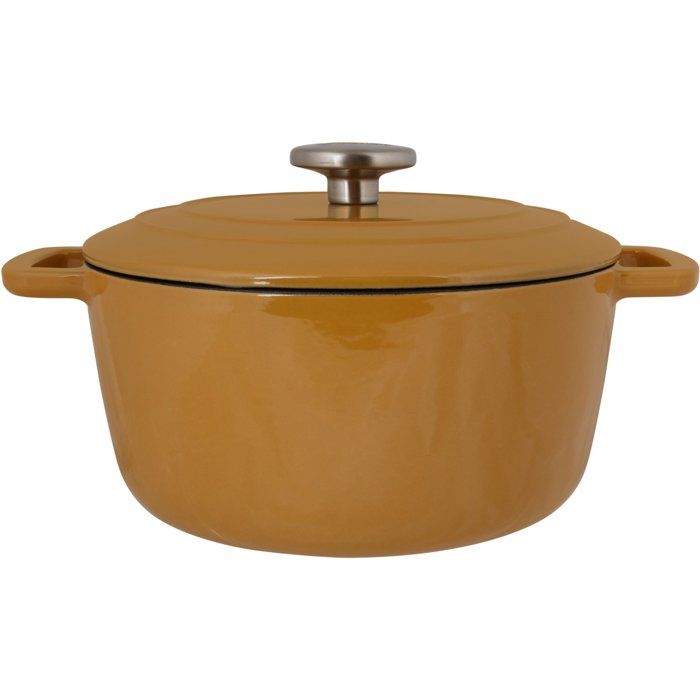 COSY & TRENDY FONTESTIC Casserole with Lid - Enameled Cast Iron - Ø24 cm - 4.6 L - Suitable for All Hobs - Amber