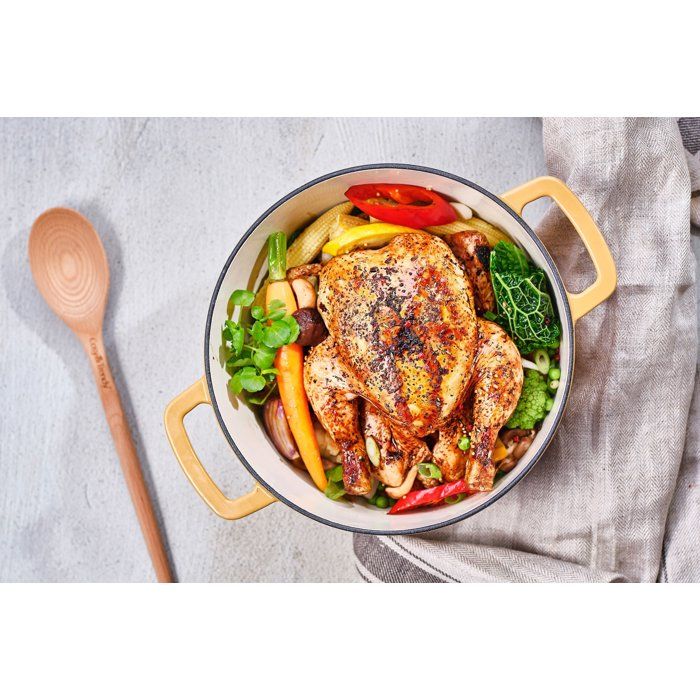 COSY & TRENDY FONTESTIC Casserole with Lid - Enameled Cast Iron - Ø24 cm - 4.6 L - Suitable for All Hobs - Amber