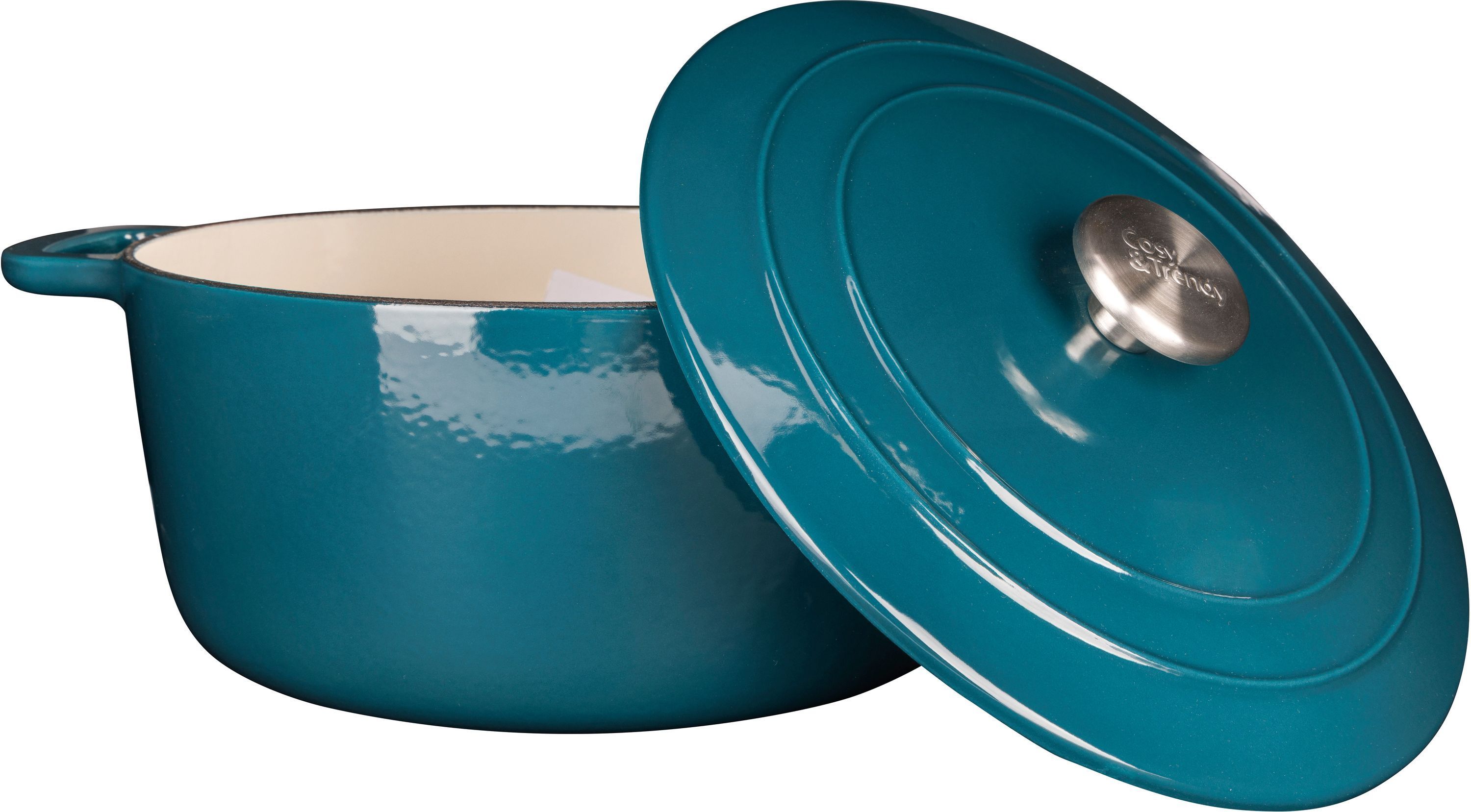 COSY & TRENDY FONTESTIC Casserole with Lid - Enameled Cast Iron - Ø28 cm - 6.15 L - Suitable for All Hobs - Blue